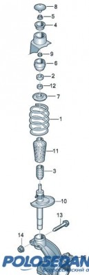 Опоры передних стоек VW Polo sedan (замена,ремонт).