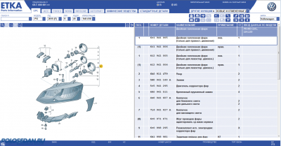 Номера (артикул) фар на Polo Hatch 6R и пинов (разъемов)