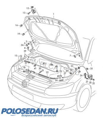 Порвался трос капота VW Polo седан. Как быть?