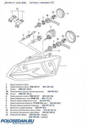 Фары от Polo Hatchback с лампами H7. Обслуживание.