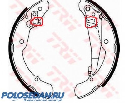 Задние тормозные колодки и барабаны (диски) для VW Polo.