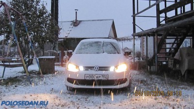 Дневные ходовые огни на VW Polo седан