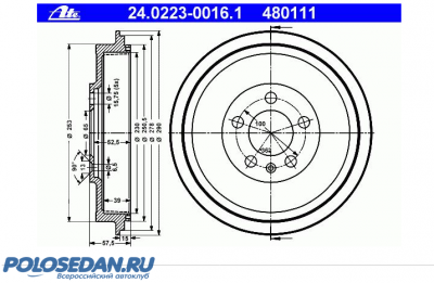 Задние тормозные колодки и барабаны (диски) для VW Polo.